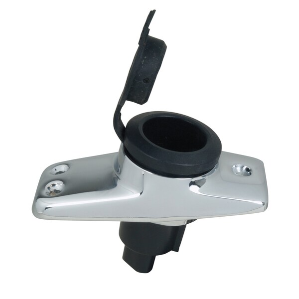 Perko 1059P00DP Chrome-Plated 2-Pin Plug-In Light Base with 16 Degree Rake - 3-3/4 x 1-5/8 Base